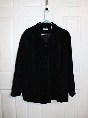 Vintage Lord & Taylor Women's Black Leather Button Front Jacket